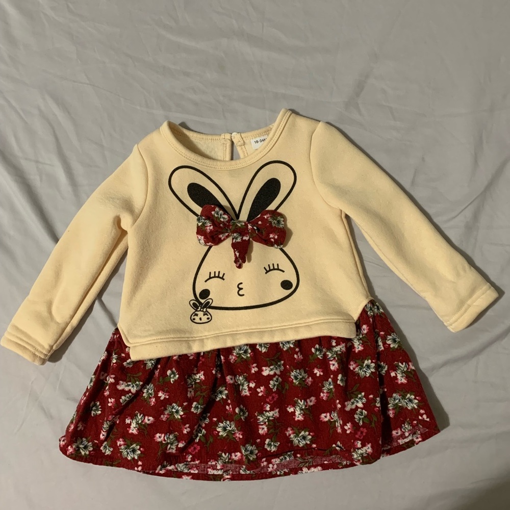 95% cotton long-sleeve faux-two dress